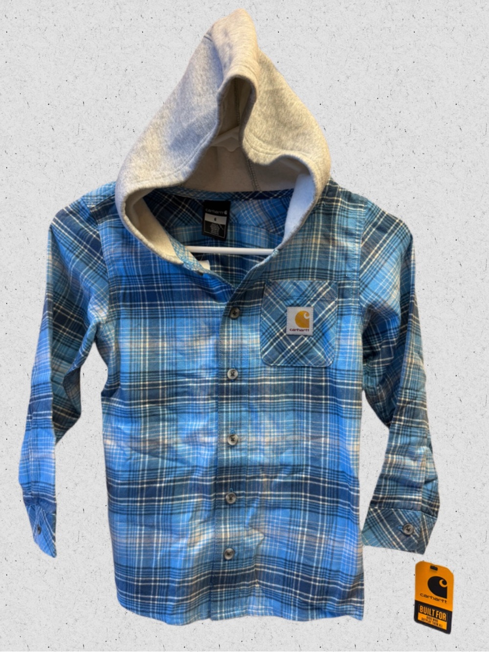 Carhartt Blue Plaid Hooded Long Sleeve for Kids